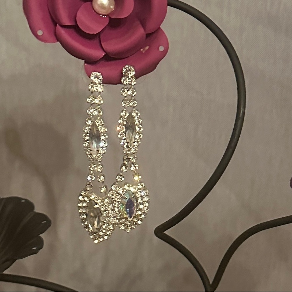 Rhinestone earrings 2.7” length